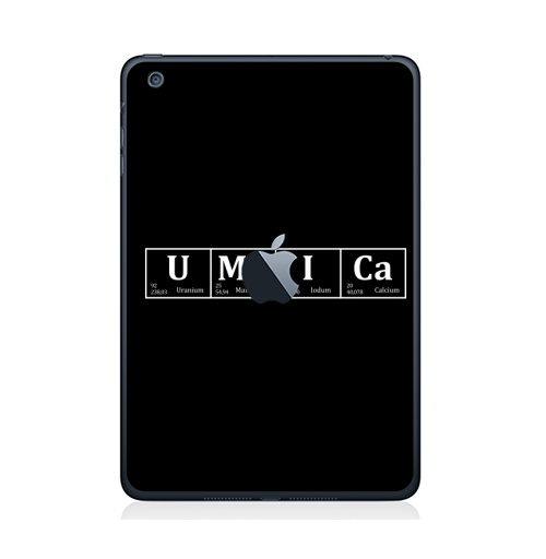 Наклейка на Планшет Apple iPad Mini c яблоком УМНИЦА,  купить в Москве – интернет-магазин Allskins, знаювсе, химия, ученый, абитуриент, студент, ученик, умник, умница, элемент, таблицаменделеева, химик, черно-белое