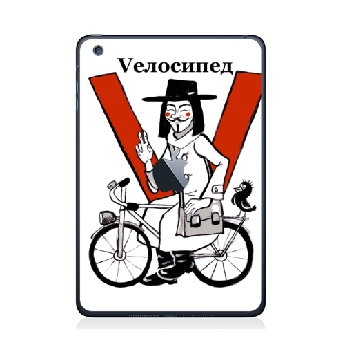 Наклейка на Планшет Apple iPad Mini c яблоком V - значит велосипед,  купить в Москве – интернет-магазин Allskins, кино, велосипед, печкин, персонажи, красный, надписи