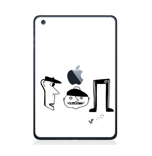 Наклейка на Планшет Apple iPad Mini c яблоком Гоп,  купить в Москве – интернет-магазин Allskins, черно-белое, типографика, хулиган, персонажи, черное и белое, надписи