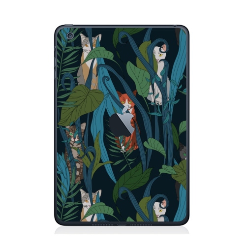 Наклейка на Планшет Apple iPad Mini c яблоком ПРЯТКИ,  купить в Москве – интернет-магазин Allskins, рыжая, кошка, природа, листья, модерн, паттерн