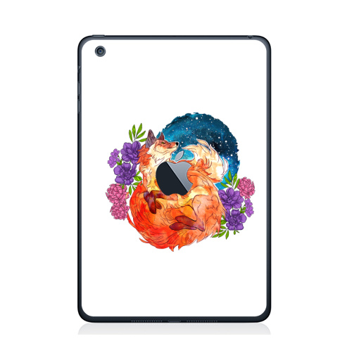 Наклейка на Планшет Apple iPad Mini c яблоком Мечтательный лис,  купить в Москве – интернет-магазин Allskins, лиса, космос, цветы, огонь, мечта