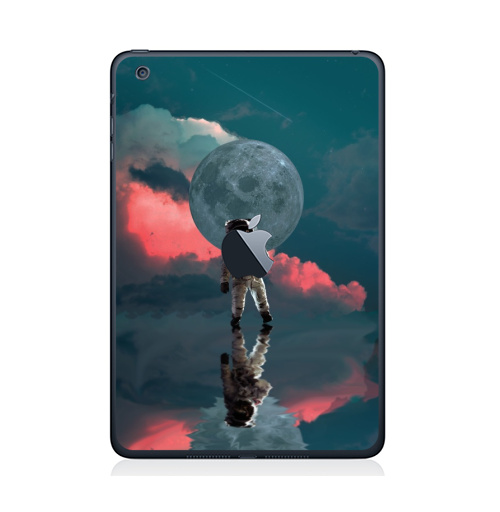 Наклейка на Планшет Apple iPad Mini c яблоком Я один,  купить в Москве – интернет-магазин Allskins, космос, космонавтика, одиночество, луна, небо