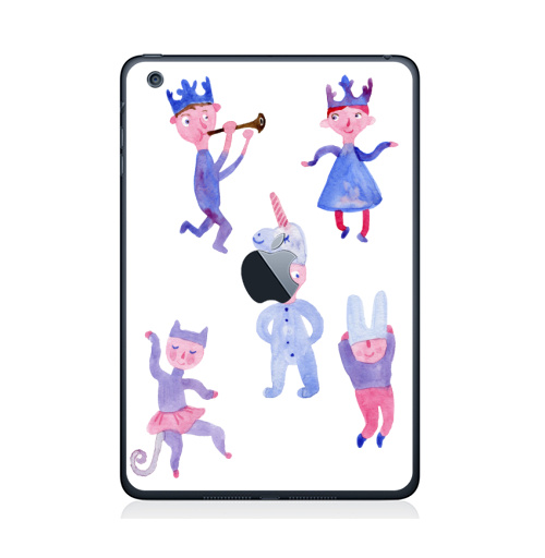 Наклейка на Планшет Apple iPad Mini c яблоком Детский праздник,  купить в Москве – интернет-магазин Allskins, акварель, детские, пикник, карнавал, танцы, музыка, единорог, заяц, принцесса, принц