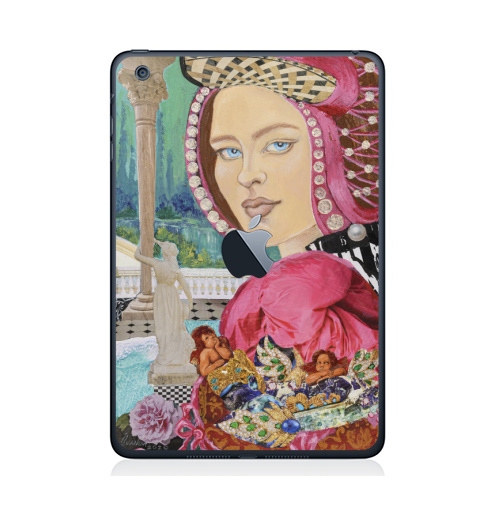 Наклейка на Планшет Apple iPad Mini c яблоком Ренессанс весна.,  купить в Москве – интернет-магазин Allskins, классика, весна, ренессанс, узор, девушка, бирюзовый, розовыйвый, коллаж, италия