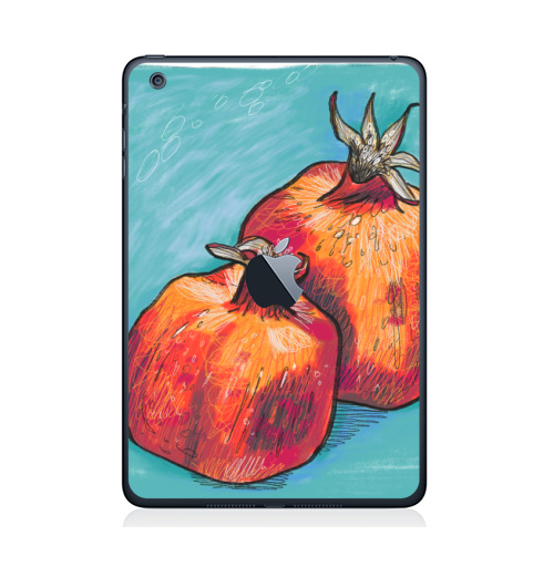 Наклейка на Планшет Apple iPad Mini c яблоком Два граната,  купить в Москве – интернет-магазин Allskins, поп-арт, фрукты, гранат, скетч, яркий, контраст, красный, цифровая, графика, иллюстация, квадрат, диджитал, экспрессия, цвет