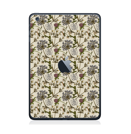 Наклейка на Планшет Apple iPad Mini c яблоком Скелет лягушки и клевер,  купить в Москве – интернет-магазин Allskins, ботаника, лягушка, магия, цветы