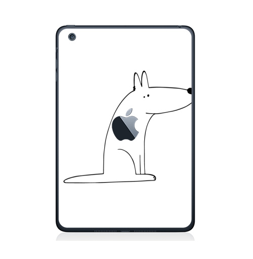 Наклейка на Планшет Apple iPad Mini c яблоком Собака сидит,  купить в Москве – интернет-магазин Allskins, собакаулыбака, собаки, волк, линейное, графика, белаясобака, животное, Смотрящий, природа, лаконичное, персонажи, детские, мужские, ветеринар