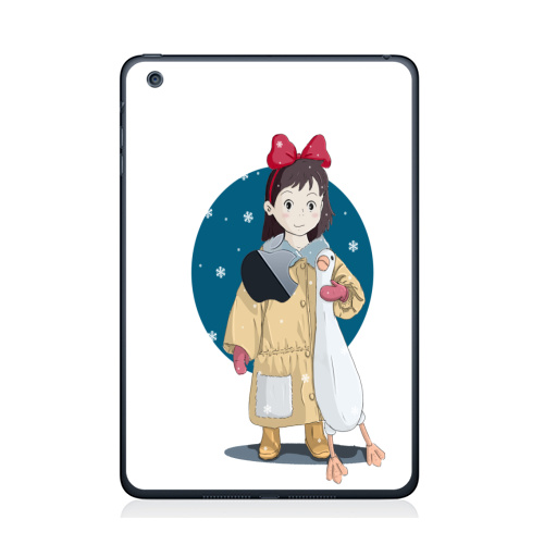 Наклейка на Планшет Apple iPad Mini c яблоком Ребенок и гусь,  купить в Москве – интернет-магазин Allskins, детские, бант, снег, ребенок, игрушки, мило, мультфильмы, читатель