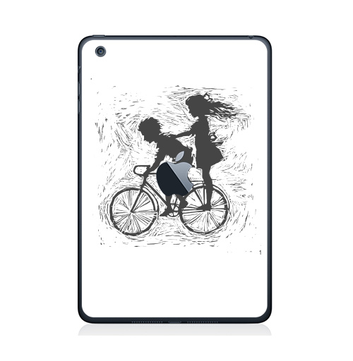 Наклейка на Планшет Apple iPad Mini c яблоком Летнее, велосипедное,  купить в Москве – интернет-магазин Allskins, черно-белое, парные, детские, для влюбленных, радость, лето, дружба, велосипед, любовь, 8 марта, 300 Лучших работ