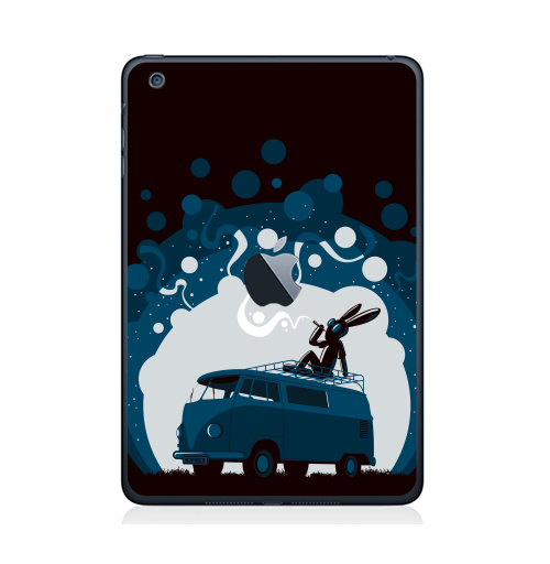 Наклейка на Планшет Apple iPad Mini c яблоком Night Scene '11,  купить в Москве – интернет-магазин Allskins, 300 Лучших работ, крыша, sfsf, синий, заяц, дым, ночь, Фольксваген, черный
