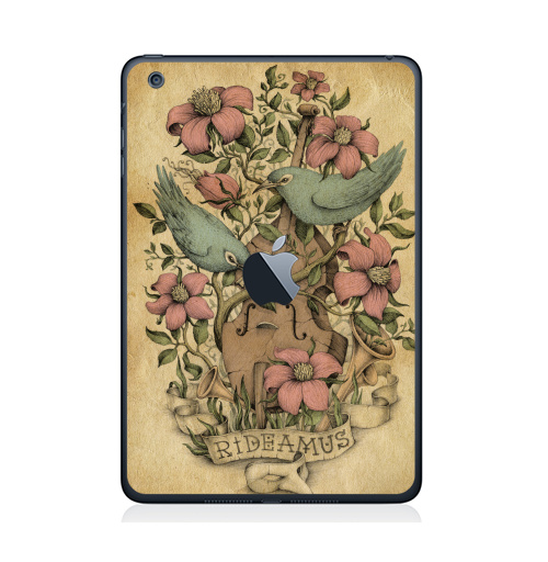 Наклейка на Планшет Apple iPad Mini c яблоком Rideamus,  купить в Москве – интернет-магазин Allskins, милые животные, 300 Лучших работ, цветы, птицы, текстура, контрабас, женские