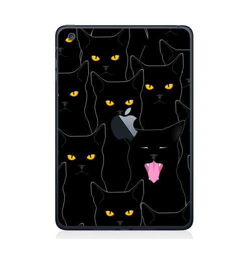 Наклейка на Планшет Apple iPad Mini c яблоком Котики detected,  купить в Москве – интернет-магазин Allskins, кошка, глаз, графика, улыбка, животные, 300 Лучших работ