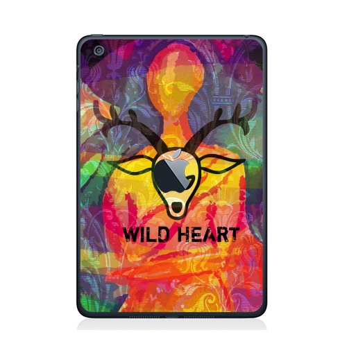 Наклейка на Планшет Apple iPad Mini c яблоком Wild heart,  купить в Москве – интернет-магазин Allskins, животные, позитив, девушка, психоделика