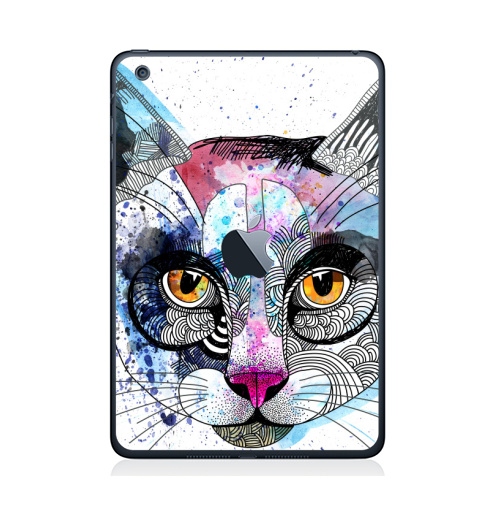 Наклейка на Планшет Apple iPad Mini c яблоком Кошка графика,  купить в Москве – интернет-магазин Allskins, милые животные, акварель, персонажи, графика, животные, кошка