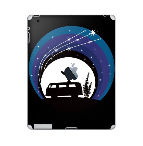 Наклейка на Планшет Apple iPad 2 / iPad 3 The new c яблоком Night Scene,  купить в Москве – интернет-магазин Allskins, Фольксваген, ночь, луна, звезда, дым, заяц