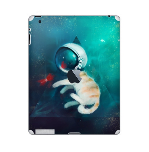 Наклейка на Планшет Apple iPad 2 / iPad 3 The new c яблоком Космокотик,  купить в Москве – интернет-магазин Allskins, космокот, звезда, кошка, космос