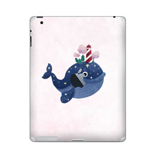 Наклейка на Планшет Apple iPad 2 / iPad 3 The new c яблоком Кит хранитель маяка,  купить в Москве – интернет-магазин Allskins, милые животные, небо, нежно, космос, звезда, морская, маяк, киты