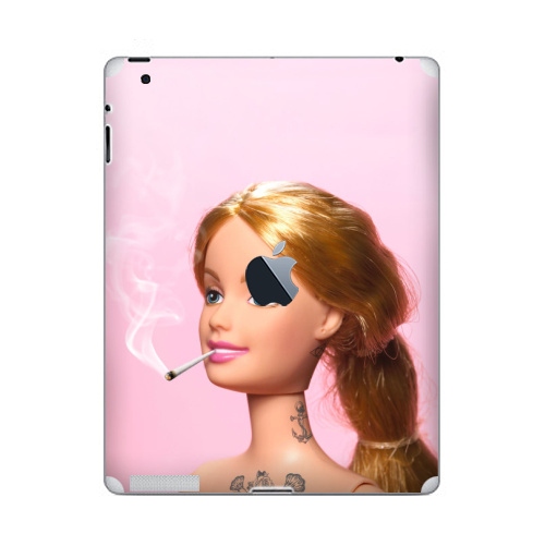 Наклейка на Планшет Apple iPad 2 / iPad 3 The new c яблоком Барби повзрослела,  купить в Москве – интернет-магазин Allskins, прикол, барби, кукла, девушка, розовый, татуировки