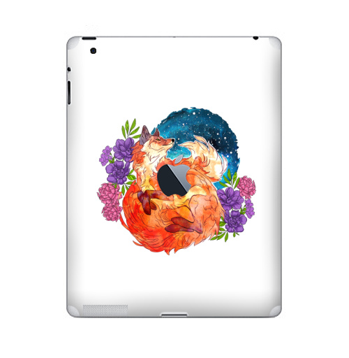 Наклейка на Планшет Apple iPad 2 / iPad 3 The new c яблоком Мечтательный лис,  купить в Москве – интернет-магазин Allskins, лиса, космос, цветы, огонь, мечта