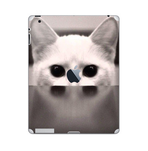 Наклейка на Планшет Apple iPad 2 / iPad 3 The new c яблоком Сквозь...,  купить в Москве – интернет-магазин Allskins, черно-белый, киса, кошка, глаз, фотография