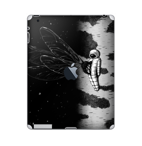 Наклейка на Планшет Apple iPad 2 / iPad 3 The new c яблоком Береза,  купить в Москве – интернет-магазин Allskins, сюрреализм, астронавт, космос, фантастика, черно-белое, берёзки, космонавтика