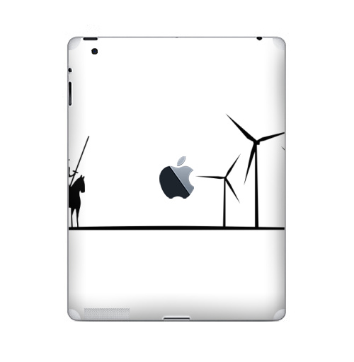 Наклейка на Планшет Apple iPad 2 / iPad 3 The new c яблоком Дон Кихот,  купить в Москве – интернет-магазин Allskins, философские, герои, книга, минимализм, прикол, донкихот