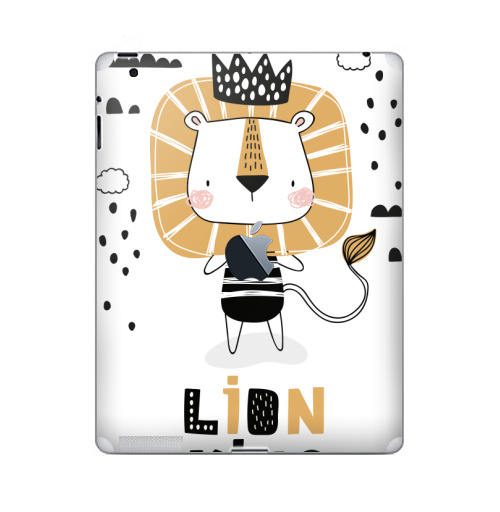 Наклейка на Планшет Apple iPad 2 / iPad 3 The new c яблоком Король Лев - Принтериум,  купить в Москве – интернет-магазин Allskins, лев, король, мультфильмы, детские, мило, корона, джунглей, safari, lion
