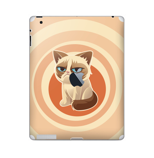 Наклейка на Планшет Apple iPad 2 / iPad 3 The new c яблоком Сурове, грустне, котячне,  купить в Москве – интернет-магазин Allskins, милые животные, 300 Лучших работ, любовь, кошка, персонажи, женские