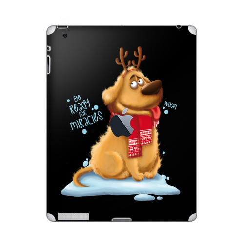 Наклейка на Планшет Apple iPad 2 / iPad 3 The new c яблоком Будь готов к чудесам,  купить в Москве – интернет-магазин Allskins, новый год, детские, шарф, снег, зима, собаки, крутые животные