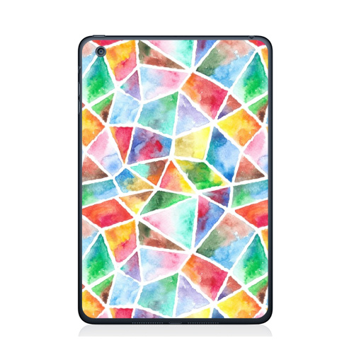 Наклейка на Планшет Apple iPad Mini 4 Акварельная мозаика,  купить в Москве – интернет-магазин Allskins, акварель, мозаика, живопись, яркий, кусочки, текстура