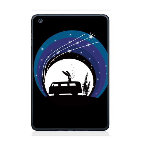 Наклейка на Планшет Apple iPad Mini 4 Night Scene,  купить в Москве – интернет-магазин Allskins, Фольксваген, ночь, луна, звезда, дым, заяц