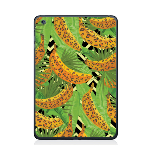 Наклейка на Планшет Apple iPad Mini 4 Паттерн с банами,  купить в Москве – интернет-магазин Allskins, зеленый, текстура, хищник, джунгли, листья, тропики, паттерн, леопард, банан