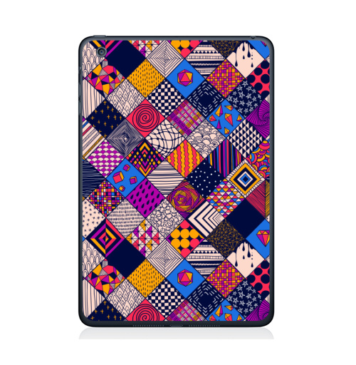 Наклейка на Планшет Apple iPad Mini 4 Графика. квадраты. синий акцент,  купить в Москве – интернет-магазин Allskins, графика, паттерн, узор, синий, дудлы, яркий, квадраты