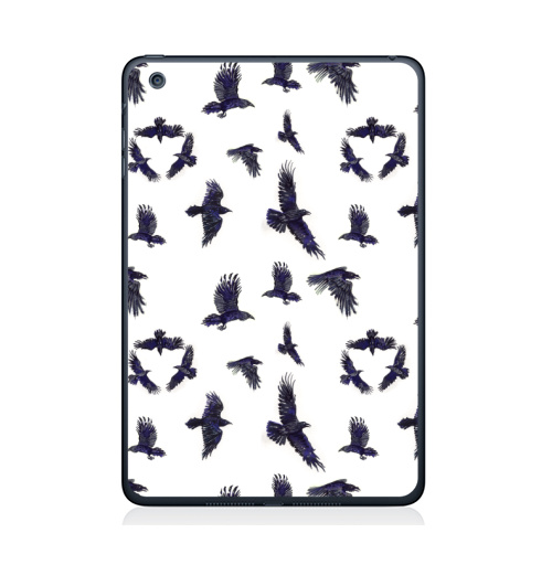 Наклейка на Планшет Apple iPad Mini 4 Стая воронов,  купить в Москве – интернет-магазин Allskins, ворона, птицы, Крылья, готика, бесшовный, акварель