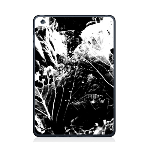 Наклейка на Планшет Apple iPad Mini 4 Растительное,  купить в Москве – интернет-магазин Allskins, черно-белое, лесной, природа, листья, Темная, черный, графика, растительный, растение