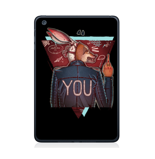Наклейка на Планшет Apple iPad Mini 4 Волкозаяц,  купить в Москве – интернет-магазин Allskins, крутые животные, иллюстрацияпринт, подарки, хипстер, заяц, собаки, волк