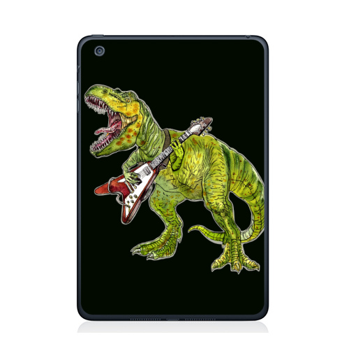 Наклейка на Планшет Apple iPad Mini 4 Хэви метал динозавр,  купить в Москве – интернет-магазин Allskins, rock, металл, музыка, музыкант, гитара, гитарист, динозавры