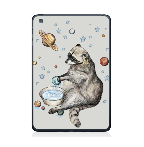 Наклейка на Планшет Apple iPad Mini 4 Енот-полоскун-космический,  купить в Москве – интернет-магазин Allskins, милые животные, земля, животные, космос, енот