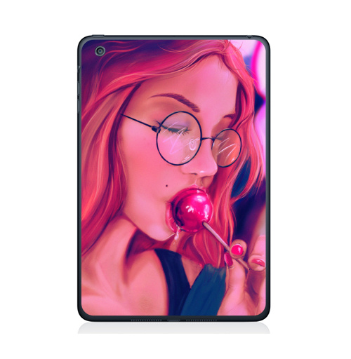 Наклейка на Планшет Apple iPad Mini 4 Девушка с чупачупсом,  купить в Москве – интернет-магазин Allskins, девушка, чупачупс, конфетти, розовый, молодость