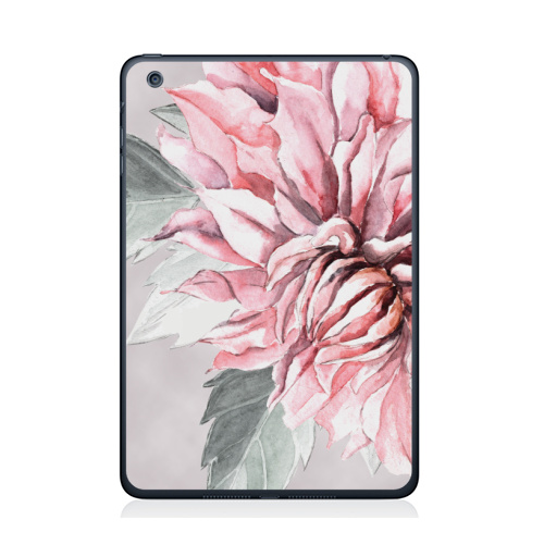 Наклейка на Планшет Apple iPad Mini 4 Георгины,  купить в Москве – интернет-магазин Allskins, акварель, пастель, пастельный, пастельные, нежно, розовый, георгин, сиреневый, крупный, запечатка
