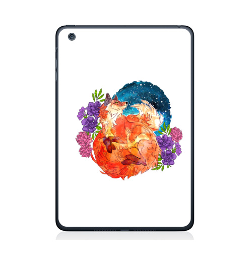 Наклейка на Планшет Apple iPad Mini 4 Мечтательный лис,  купить в Москве – интернет-магазин Allskins, лиса, космос, цветы, огонь, мечта