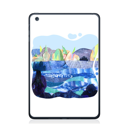 Наклейка на Планшет Apple iPad Mini 4 Коллаж с пейзажем, озеро и скалы,  купить в Москве – интернет-магазин Allskins, коллаж, радость, круто, детские, школьный, озеро, природа, синий, бумага, голуой