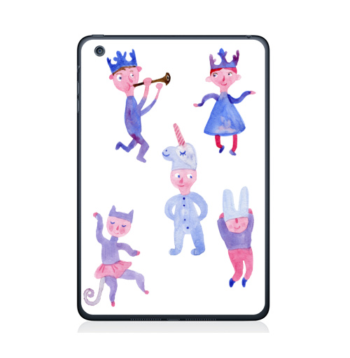 Наклейка на Планшет Apple iPad Mini 4 Детский праздник,  купить в Москве – интернет-магазин Allskins, акварель, детские, пикник, карнавал, танцы, музыка, единорог, заяц, принцесса, принц