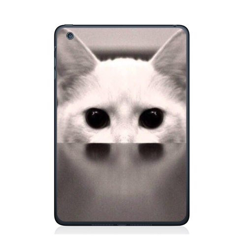 Наклейка на Планшет Apple iPad Mini 4 Сквозь...,  купить в Москве – интернет-магазин Allskins, черно-белый, киса, кошка, глаз, фотография