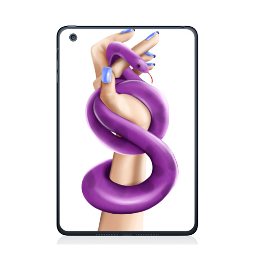 Наклейка на Планшет Apple iPad Mini 4 Змея фуксия в женской власти,  купить в Москве – интернет-магазин Allskins, девушка, руки, фиолетовый, фуксия, нежно, хэллоуин, змея