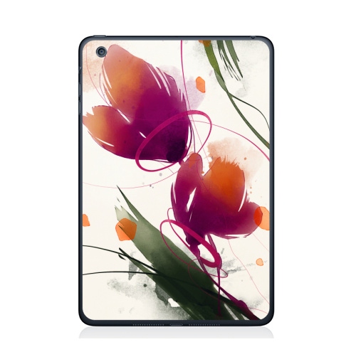 Наклейка на Планшет Apple iPad Mini 4 Акварельные абстрактные цветы,  купить в Москве – интернет-магазин Allskins, акварель, цветы, абстракция, природа, яркий, дизайнер, пятна, рисунки, картины, графика, бутон, растение, белый, фиолетовый, мазки