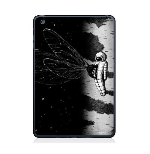 Наклейка на Планшет Apple iPad Mini 4 Береза,  купить в Москве – интернет-магазин Allskins, сюрреализм, астронавт, космос, фантастика, черно-белое, берёзки, космонавтика