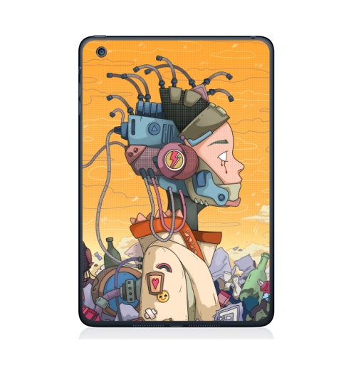 Наклейка на Планшет Apple iPad Mini 4 Киберпанковый взрыв,  купить в Москве – интернет-магазин Allskins, цинизм, робот, девушка, природа, киберпанк, свалка, чувства, провод, металл, мусор, слезы, небо, манга