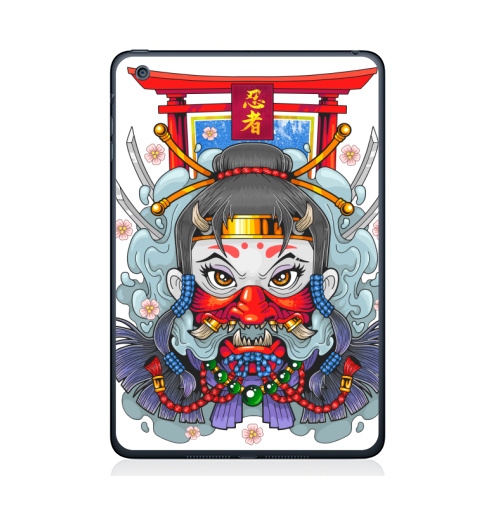 Наклейка на Планшет Apple iPad Mini 4 Девушка ниндзя,  купить в Москве – интернет-магазин Allskins, мистика, ниндзя, ассасин, они, демоны, азия, shinobi, Япония, манга, девушка, мифология