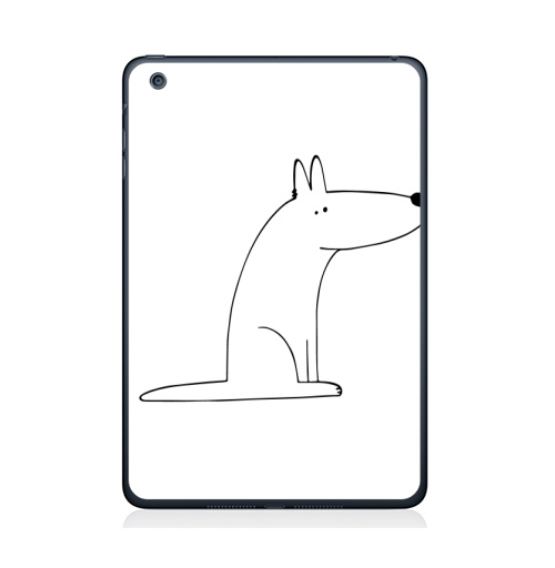Наклейка на Планшет Apple iPad Mini 4 Собака сидит,  купить в Москве – интернет-магазин Allskins, собакаулыбака, собаки, волк, линейное, графика, белаясобака, животное, Смотрящий, природа, лаконичное, персонажи, детские, мужские, ветеринар
